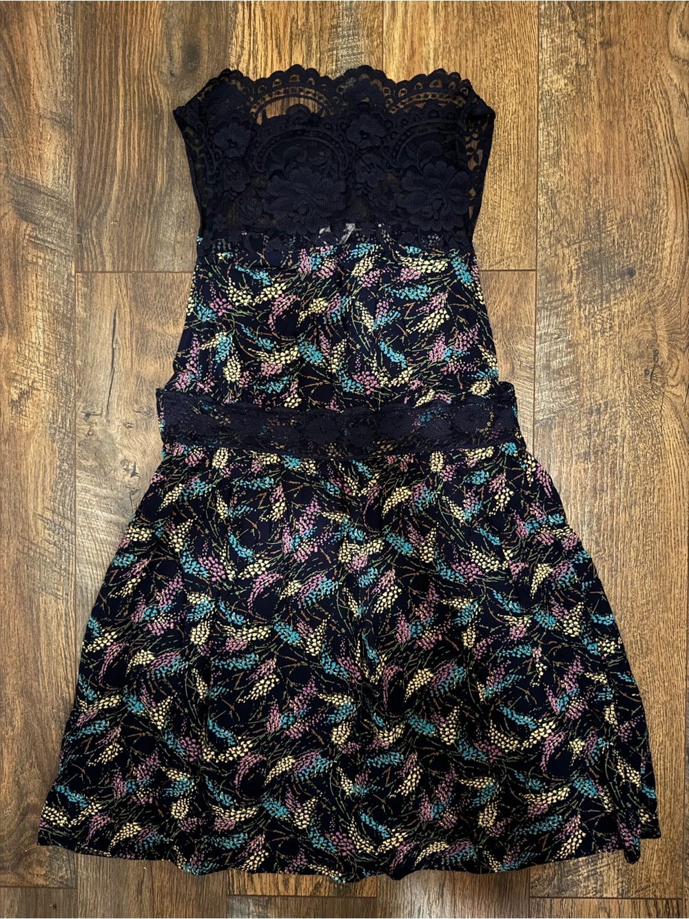 Free People Mini Dress with Teal Pink Yellow Purple Floral Size Small